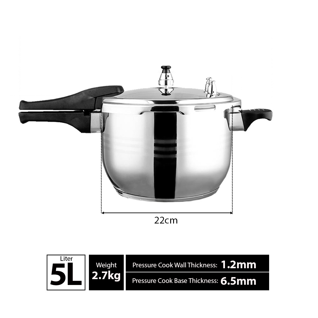 5L Commercial Grade Stainless Steel Pressure Cooker With Seal, , , , , ,  - AU DEPOT 7