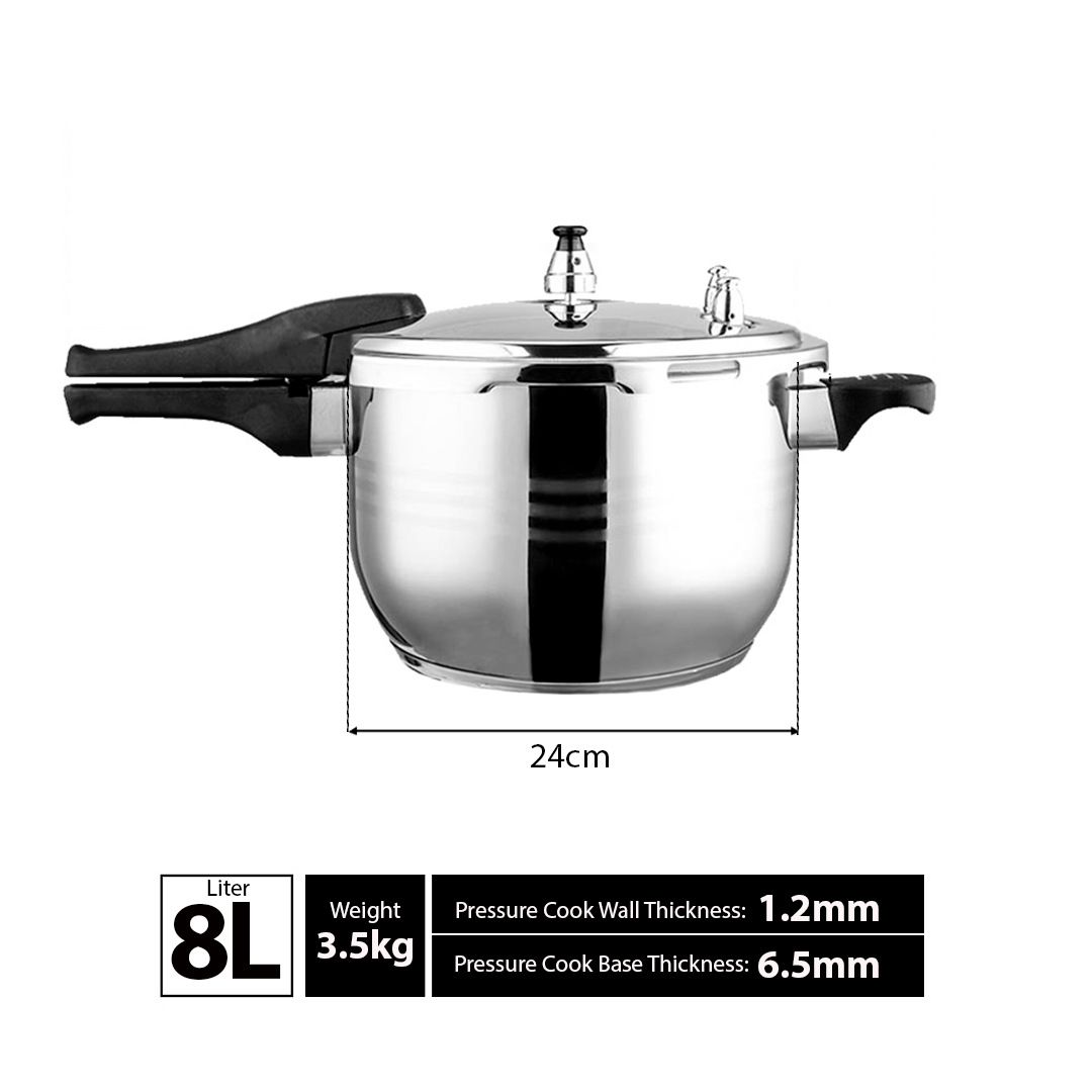 8L Commercial Grade Stainless Steel Pressure Cooker With Seal, , , , , ,  - AU DEPOT 7