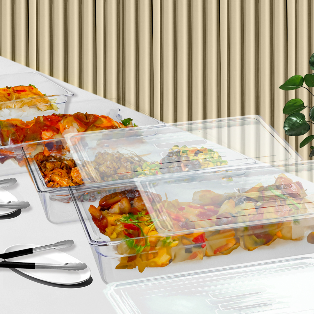 SOGA 100mm Clear Gastronorm GN Pan 1/3 Food Tray Storage Bundle of 2 with Lid, , , , , ,  - AU DEPOT 7