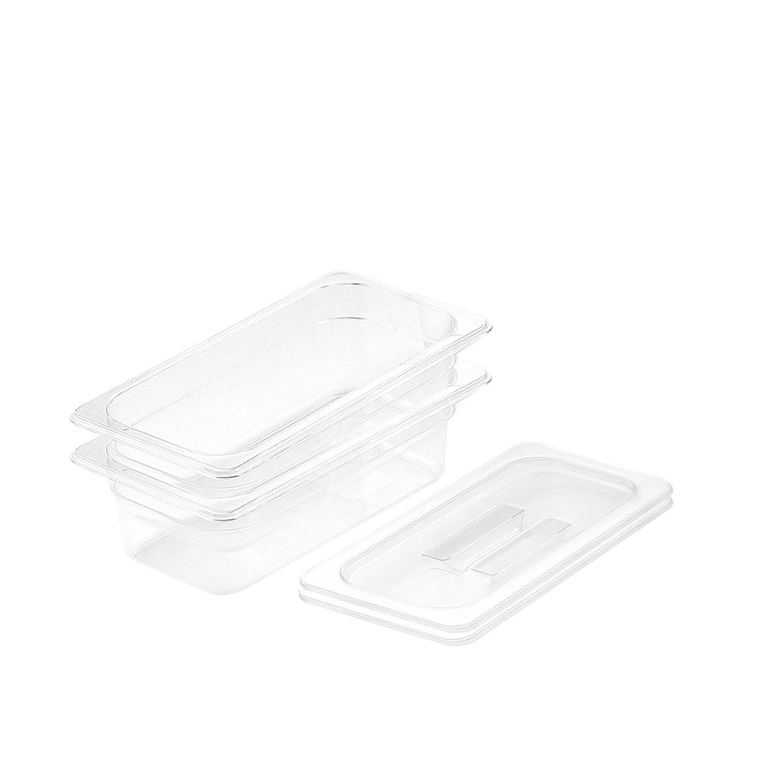 SOGA 100mm Clear Gastronorm GN Pan 1/3 Food Tray Storage Bundle of 2 with Lid, , , , , ,  - AU DEPOT 1