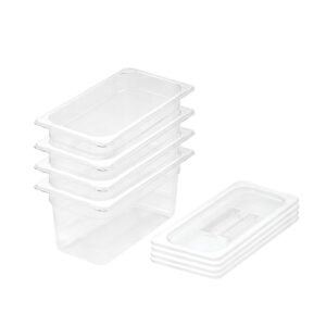 SOGA 100mm Clear Gastronorm GN Pan 13 Food Tray Storage Bundle of 4 with Lid Baking Trays VICPans1422wLidX4 AU DEPOT - AU DEPOT