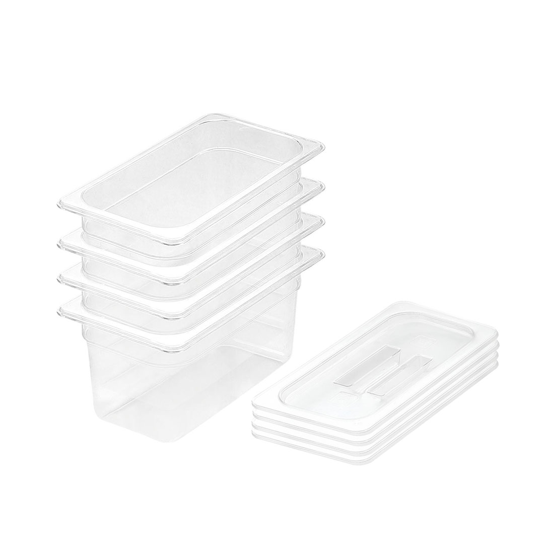 SOGA 100mm Clear Gastronorm GN Pan 1/3 Food Tray Storage Bundle of 4 with Lid, , , , , ,  - AU DEPOT 1