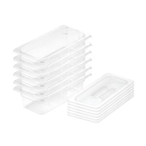 SOGA 100mm Clear Gastronorm GN Pan 13 Food Tray Storage Bundle of 6 with Lid Baking Trays VICPans1422wLidX6 AU DEPOT - AU DEPOT