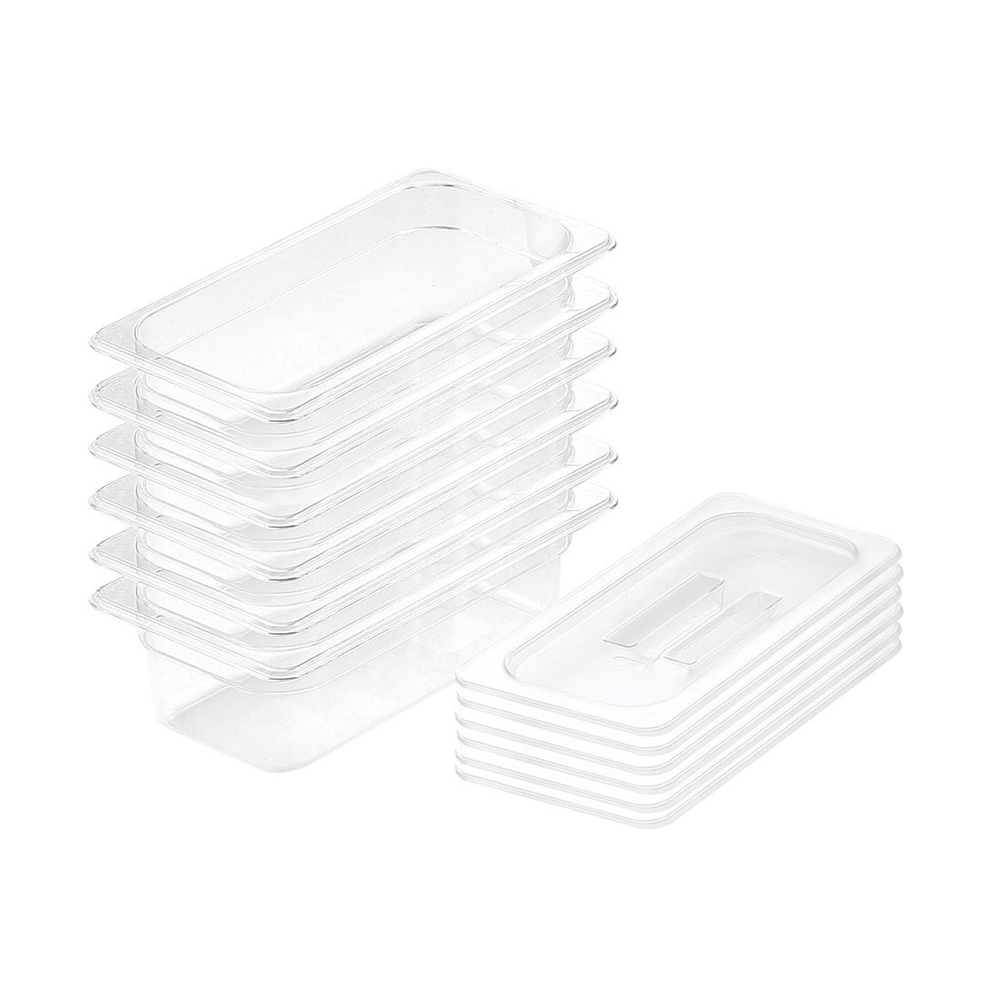 SOGA 100mm Clear Gastronorm GN Pan 1/3 Food Tray Storage Bundle of 6 with Lid, , , , , ,  - AU DEPOT 1