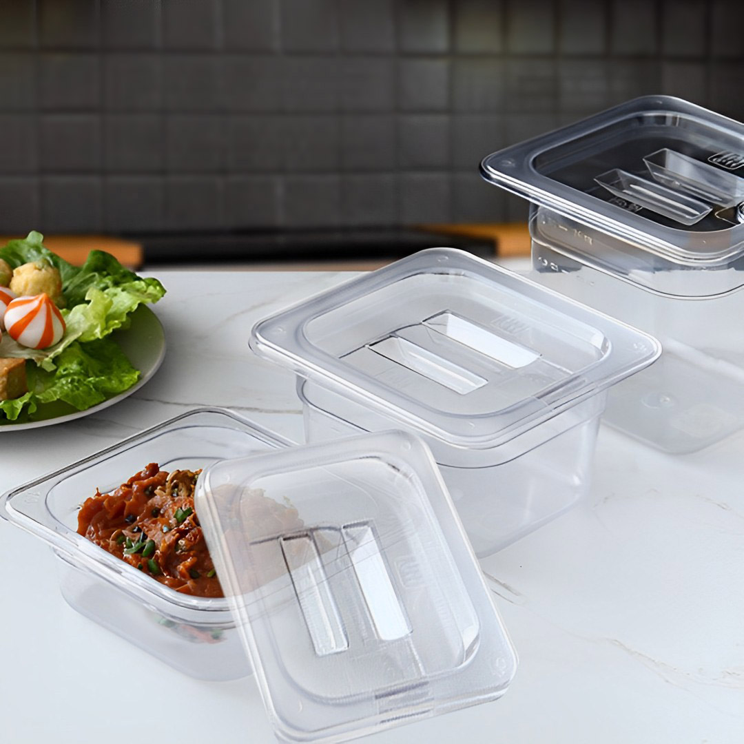 SOGA 100mm Clear Gastronorm GN Pan 1/6 Food Tray Storage Bundle of 2 with Lid, , , , , ,  - AU DEPOT 4