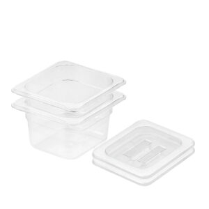 SOGA 100mm Clear Gastronorm GN Pan 16 Food Tray Storage Bundle of 2 with Lid Baking Trays VICPans1436wLidX2 AU DEPOT - AU DEPOT