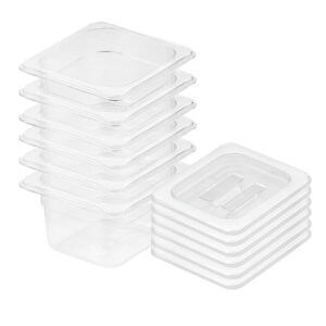 SOGA 100mm Clear Gastronorm GN Pan 16 Food Tray Storage Bundle of 6 with Lid Baking Trays VICPans1436wLidX6 AU DEPOT - AU DEPOT