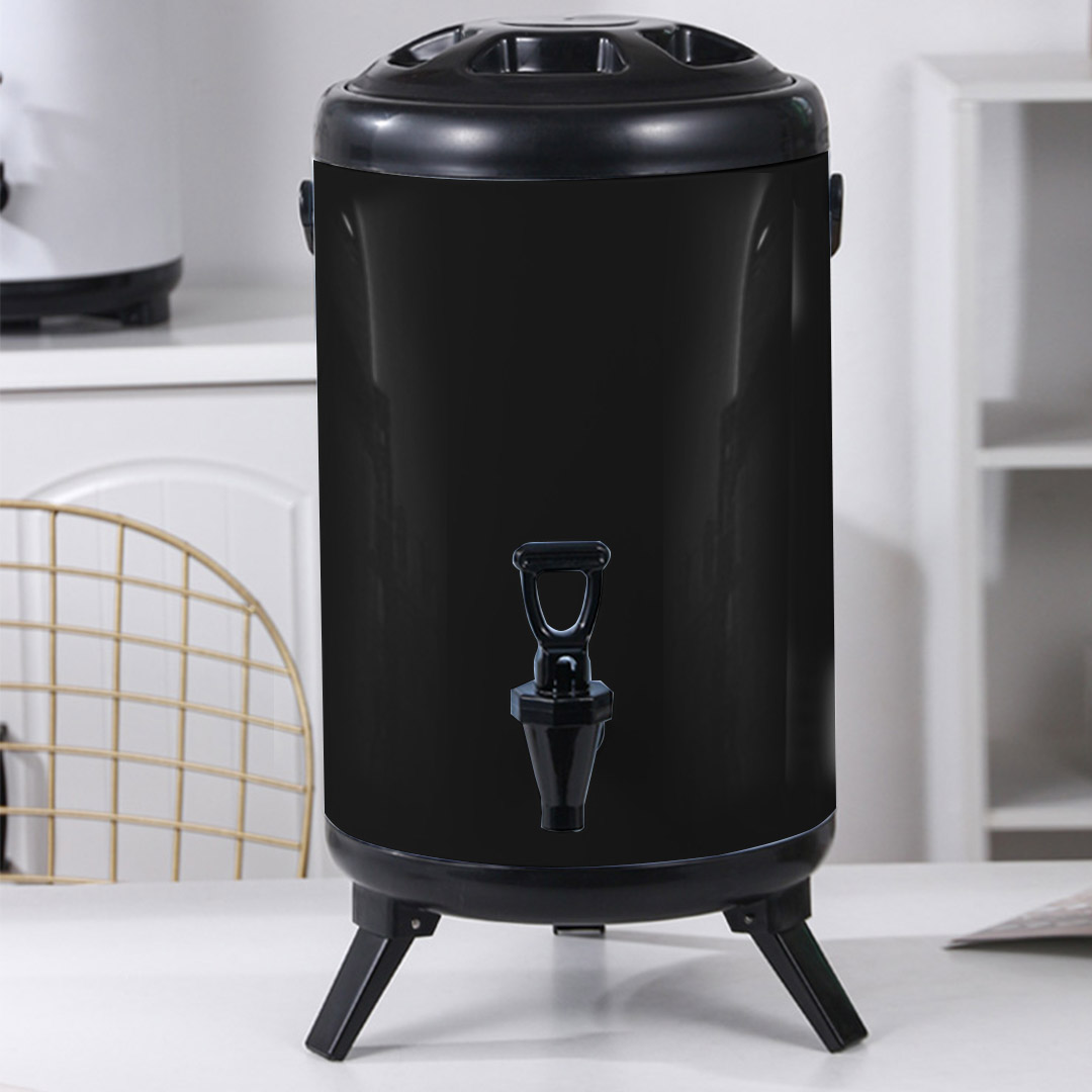 SOGA 12L Stainless Steel Insulated Milk Tea Barrel Hot and Cold Beverage Dispenser Container with Faucet Black, , , , , ,  - AU DEPOT 3