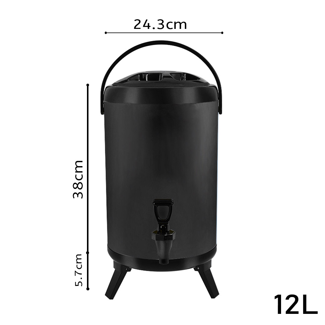 SOGA 12L Stainless Steel Insulated Milk Tea Barrel Hot and Cold Beverage Dispenser Container with Faucet Black, , , , , ,  - AU DEPOT 5