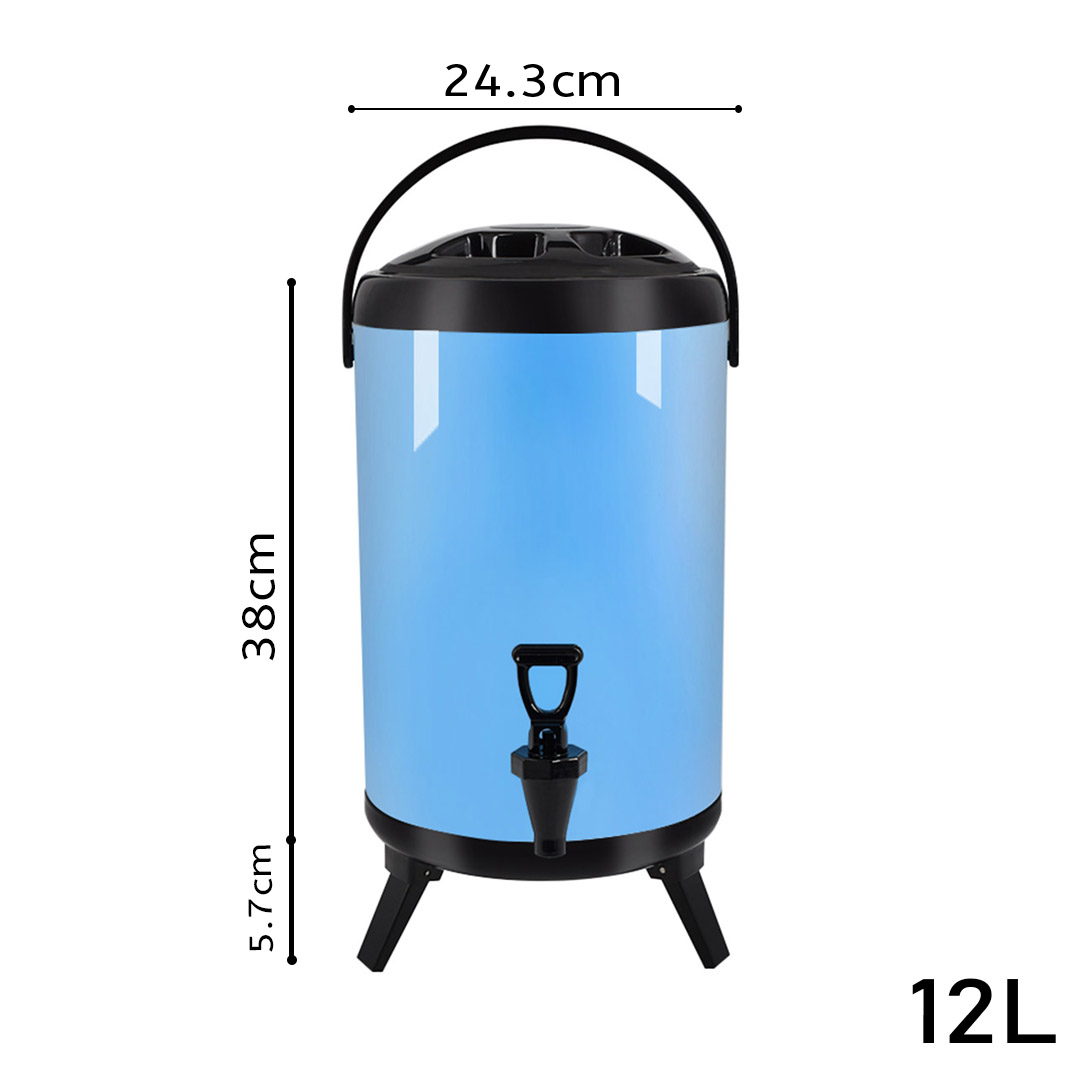 SOGA 12L Stainless Steel Insulated Milk Tea Barrel Hot and Cold Beverage Dispenser Container with Faucet Blue, , , , , ,  - AU DEPOT 2