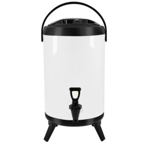 SOGA 12L Stainless Steel Insulated Milk Tea Barrel Hot and Cold Beverage Dispenser Container with Faucet White Spirit Dispensers VICDispenser12LWHT AU DEPOT - AU DEPOT