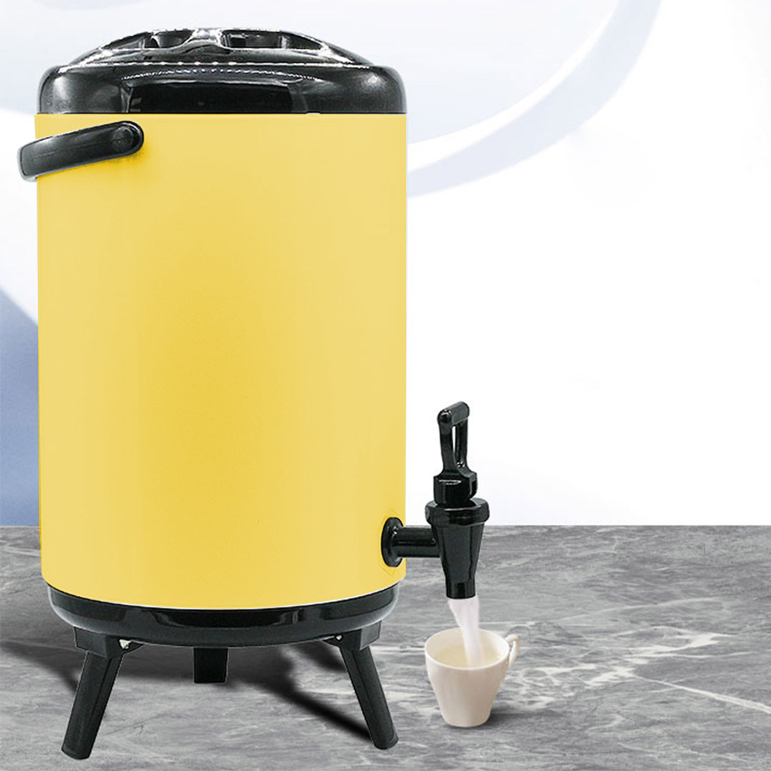 SOGA 12L Stainless Steel Insulated Milk Tea Barrel Hot and Cold Beverage Dispenser Container with Faucet Yellow, , , , , ,  - AU DEPOT 7