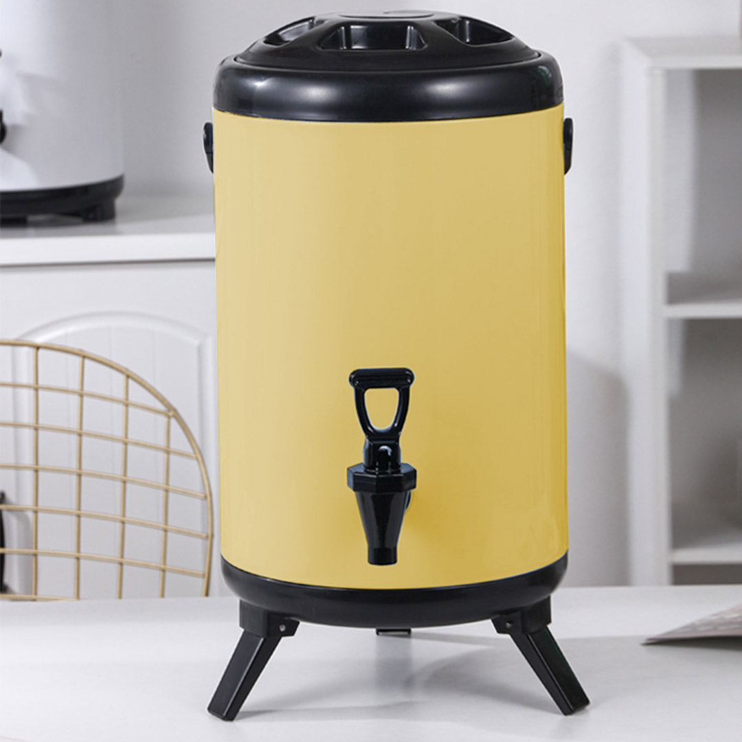 SOGA 12L Stainless Steel Insulated Milk Tea Barrel Hot and Cold Beverage Dispenser Container with Faucet Yellow, , , , , ,  - AU DEPOT 8