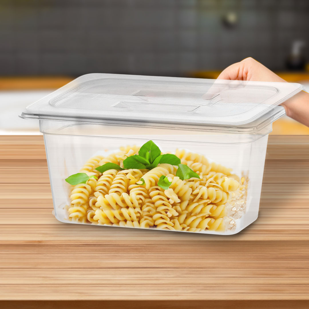 SOGA 150mm Clear Gastronorm GN Pan 1/3 Food Tray Storage Bundle of 2 with Lid, , , , , ,  - AU DEPOT 4