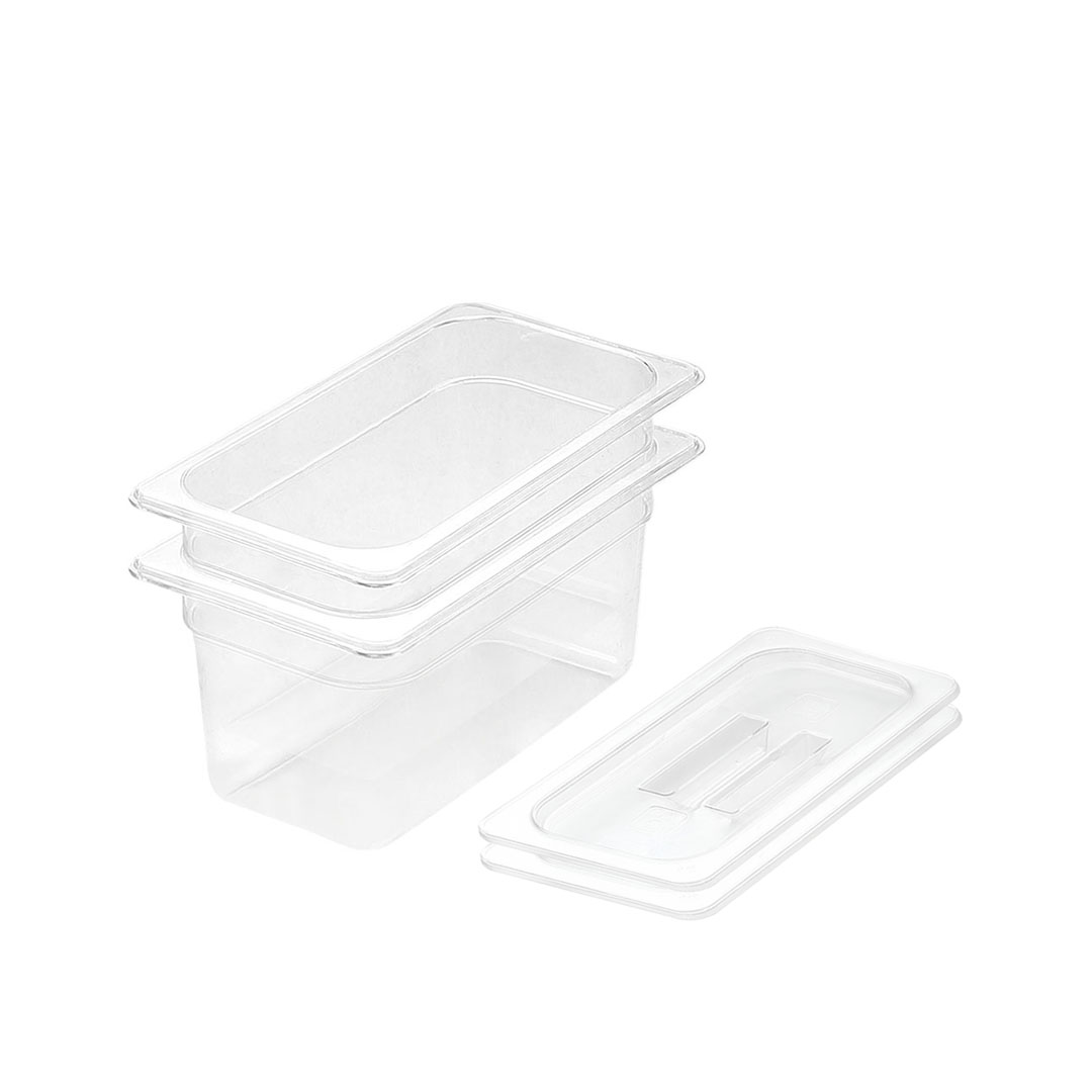 SOGA 150mm Clear Gastronorm GN Pan 1/3 Food Tray Storage Bundle of 2 with Lid, , , , , ,  - AU DEPOT 1