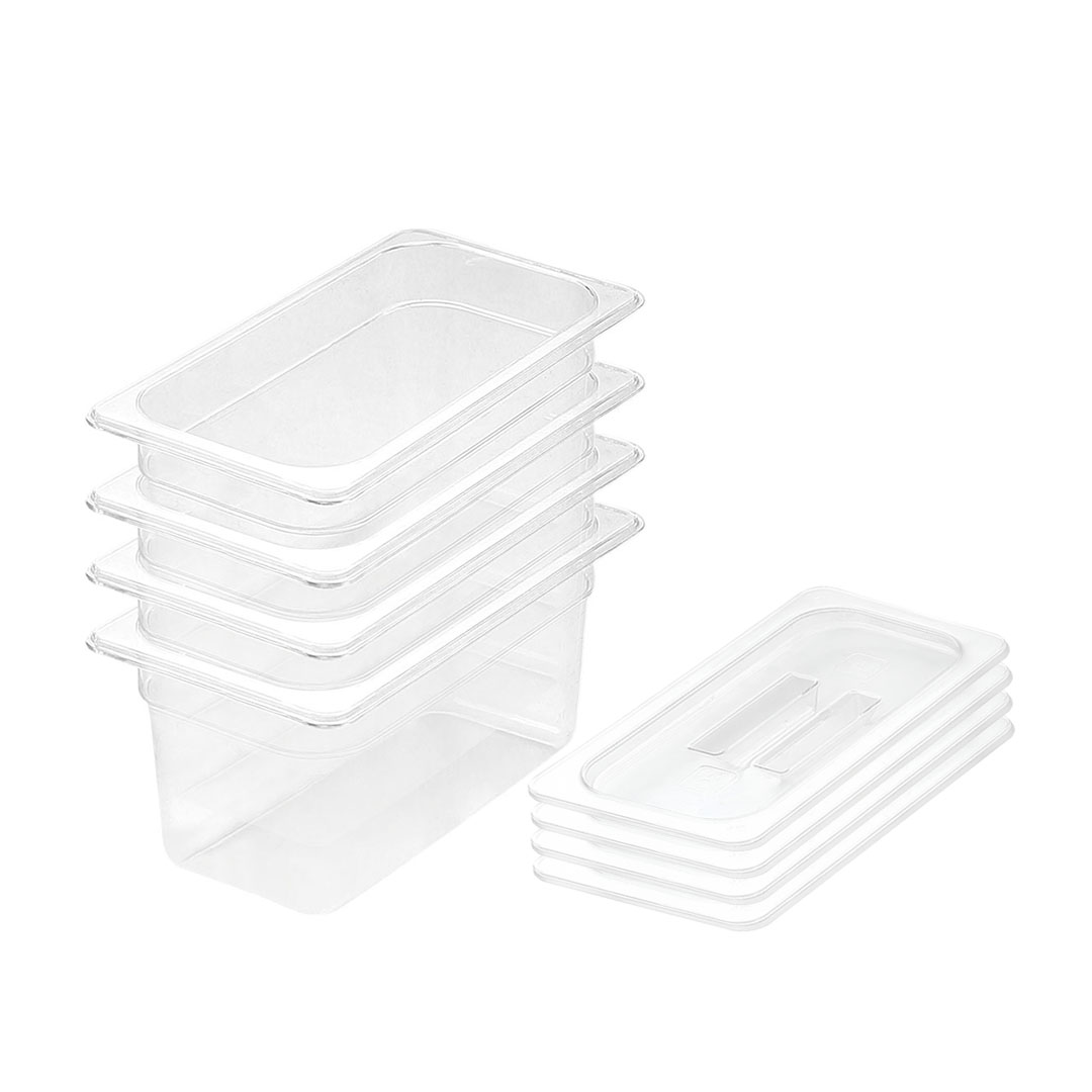 SOGA 150mm Clear Gastronorm GN Pan 1/3 Food Tray Storage Bundle of 4 with Lid, , , , , ,  - AU DEPOT 1