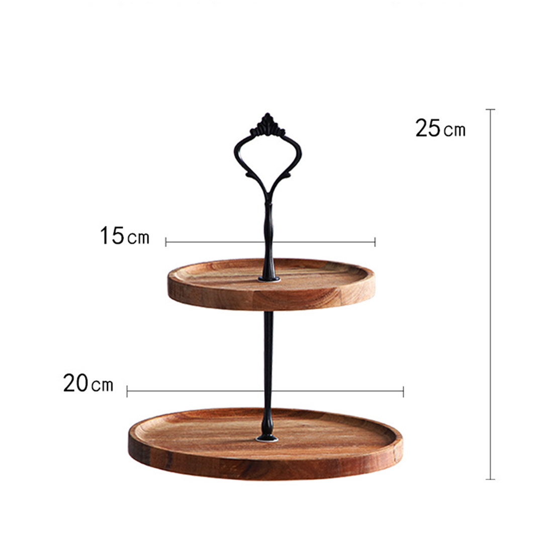 SOGA 15cm 2 Tier Brown Round Wooden Acacia Dessert Tray Cake Snacks Cupcake Stand Buffet Serving Countertop Decor, , , , , ,  - AU DEPOT 2