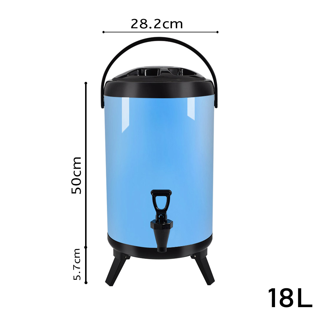 SOGA 18L Stainless Steel Insulated Milk Tea Barrel Hot and Cold Beverage Dispenser Container with Faucet Blue, , , , , ,  - AU DEPOT 2