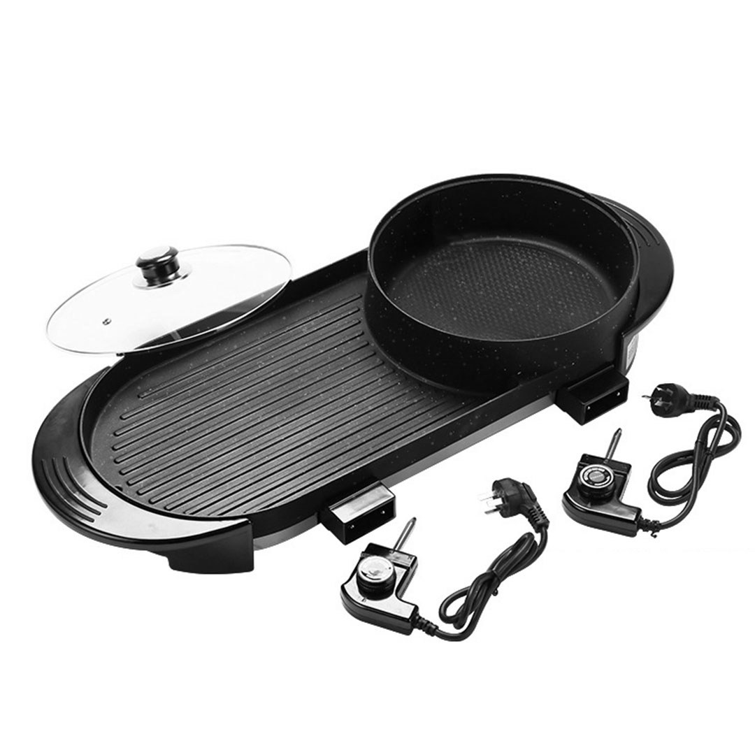 SOGA 2 in 1 Electric Non-Stick BBQ Teppanyaki Grill Plate Steamboat Hotpot 2-8 Person, , , , , ,  - AU DEPOT 5