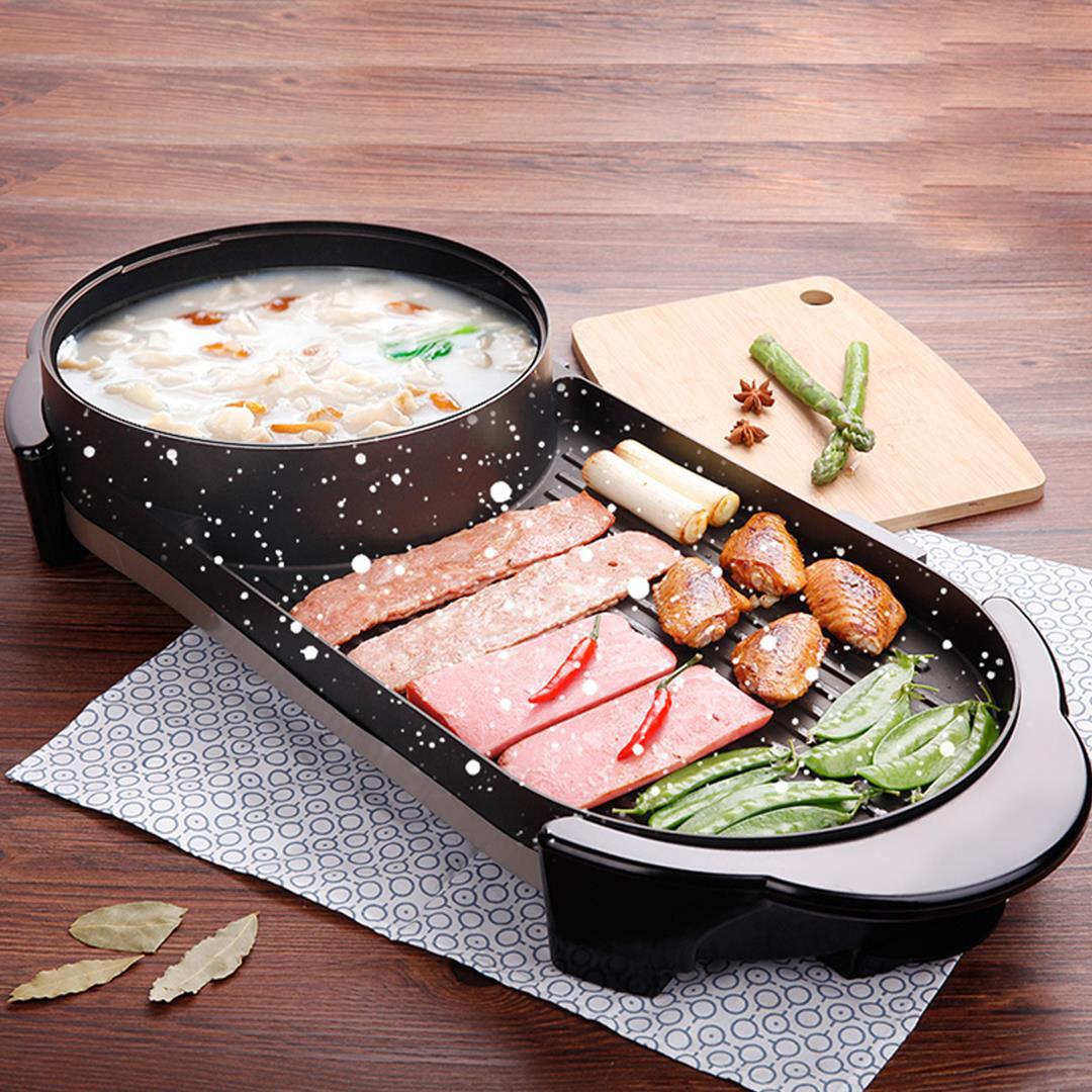 SOGA 2 in 1 Electric Non-Stick BBQ Teppanyaki Grill Plate Steamboat Hotpot 2-8 Person, , , , , ,  - AU DEPOT 6