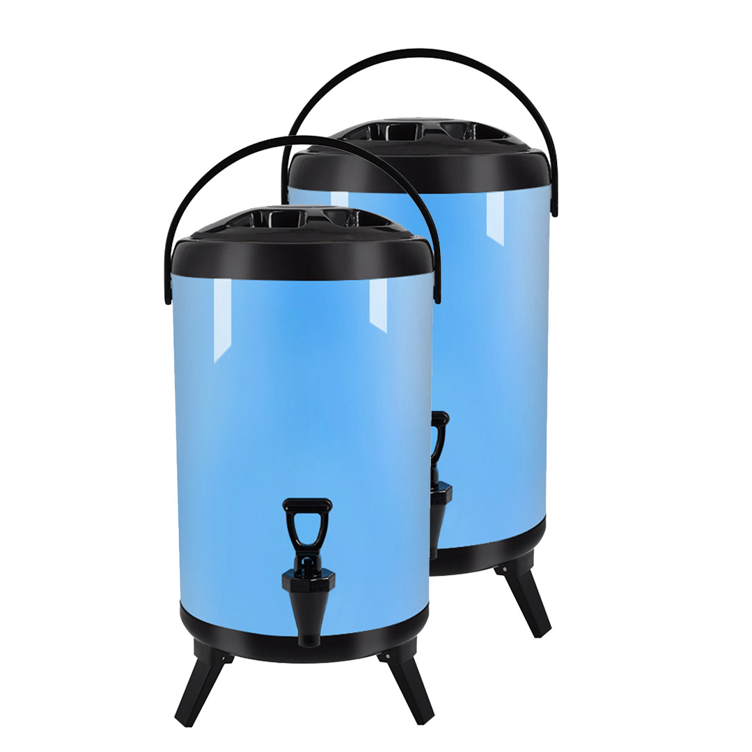 SOGA 2X 10L Stainless Steel Insulated Milk Tea Barrel Hot and Cold Beverage Dispenser Container with Faucet Blue, , , , , ,  - AU DEPOT 1