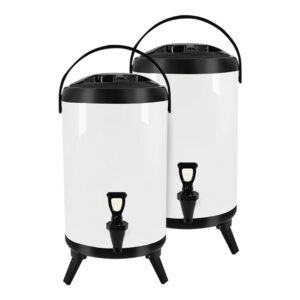 SOGA 2X 12L Stainless Steel Insulated Milk Tea Barrel Hot and Cold Beverage Dispenser Container with Faucet White Spirit Dispensers VICDispenser12LWHTX2 AU DEPOT - AU DEPOT