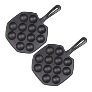 SOGA 2X 18CM Cast Iron Takoyaki Fry Pan Octopus Balls Maker 12 Hole Cavities Grill Mold, Home & Living, Kitchen & Dining, Cookware, Frying Pans, ,  - AU DEPOT 1