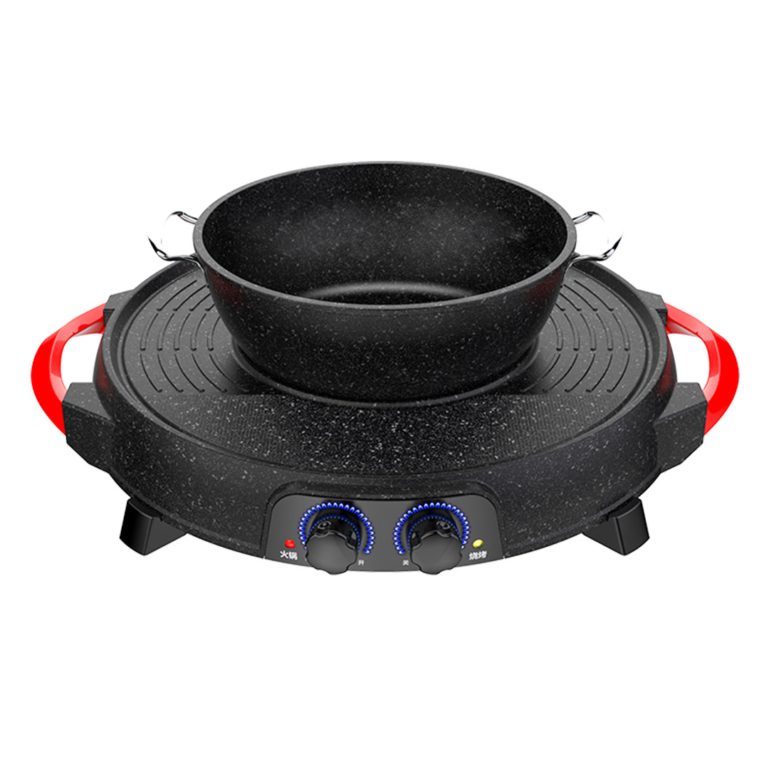 SOGA 2X 2 in 1 Electric Stone Coated Teppanyaki Grill Plate Steamboat Hotpot, , , , , ,  - AU DEPOT 8