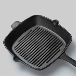 SOGA 2X 26cm Square Ribbed Cast Iron Frying Pan Skillet Steak Sizzle Platter with Handle, Home & Living, Kitchen & Dining, Cookware, Frying Pans, ,  - AU DEPOT 2