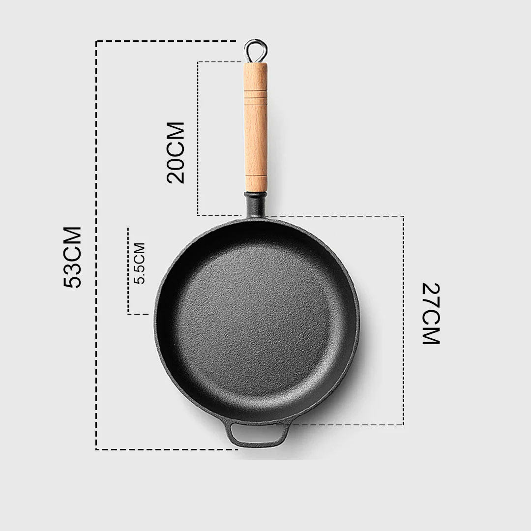 SOGA 2X 27cm Round Cast Iron Frying Pan Skillet Steak Sizzle Platter with Helper Handle, , , , , ,  - AU DEPOT 8