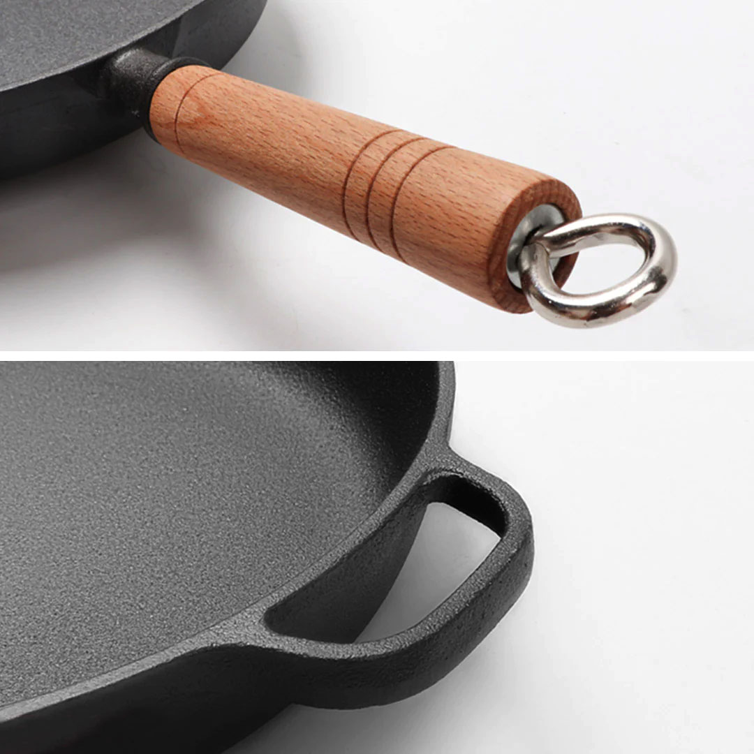 SOGA 2X 27cm Round Cast Iron Frying Pan Skillet Steak Sizzle Platter with Helper Handle, , , , , ,  - AU DEPOT 9