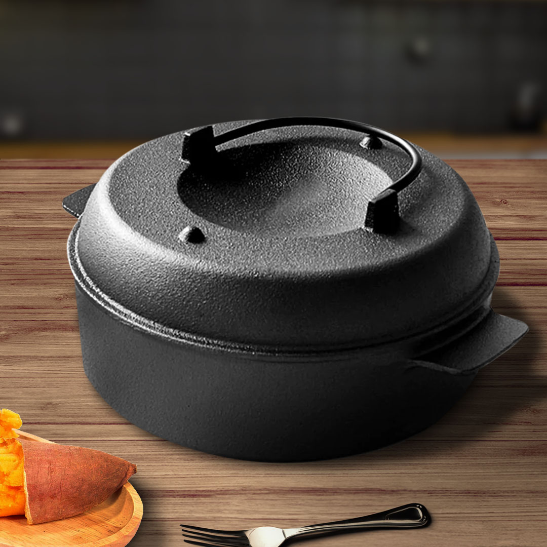 SOGA 2X 28cm Cast Iron Dutch Oven Pre-Seasoned Camping Stew Pot with Lid, , , , , ,  - AU DEPOT 3