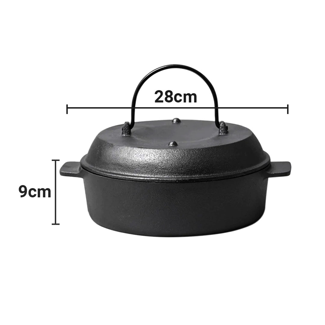 SOGA 2X 28cm Cast Iron Dutch Oven Pre-Seasoned Camping Stew Pot with Lid, , , , , ,  - AU DEPOT 6