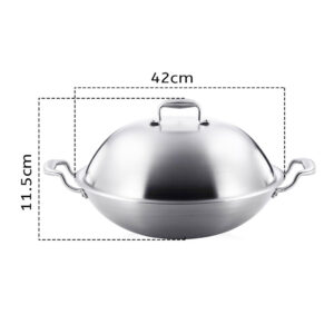 SOGA 2X 3-Ply 42cm Stainless Steel Double Handle Wok Frying Fry Pan Skillet with Lid, Home & Living, Kitchen & Dining, Cookware, Frying Pans, ,  - AU DEPOT 2