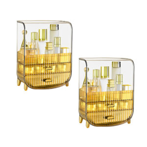 SOGA 2X 3 Tier Golden Yellow Multifunctional Countertop Cosmetic Storage Makeup Perfume Skincare Display Stand Shelf Drawer Type Organiser, Home, Bathroom, Bathroom Accessories, Bathroom Storage, ,  - AU DEPOT 1