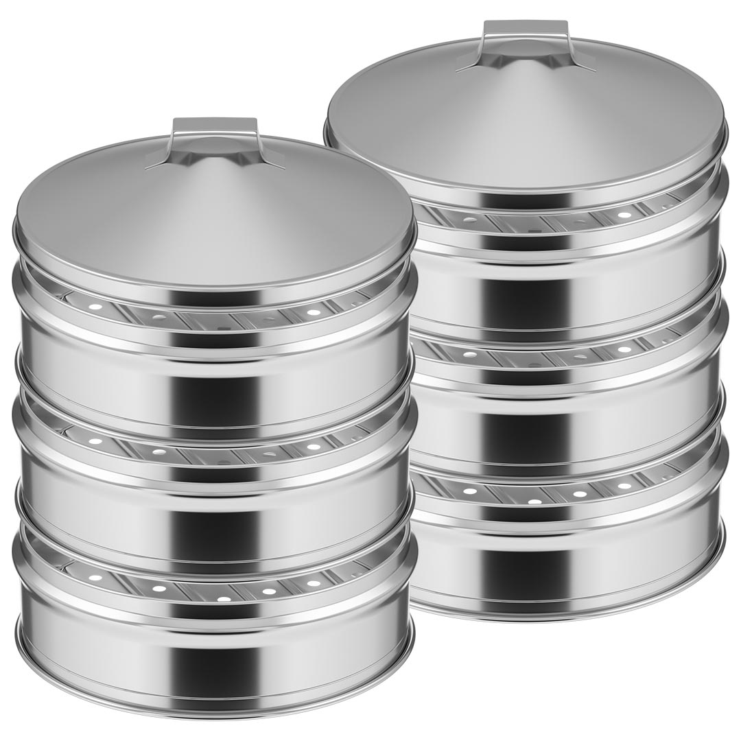 SOGA 2X 3 Tier Stainless Steel Steamers With Lid Work inside of Basket Pot Steamers 28cm, , , , , ,  - AU DEPOT 1