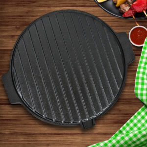 SOGA 2X 30CM Round Cast Iron Korean BBQ Grill Plate with Handles and Drip Lip, Home & Living, Kitchen & Dining, Cookware, Frying Pans, ,  - AU DEPOT 2