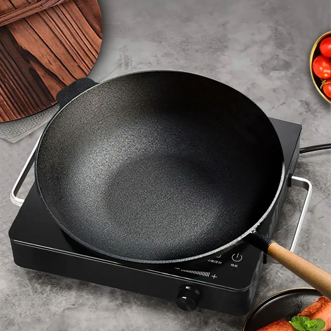 SOGA 2X 31cm Commercial Cast Iron Wok FryPan Fry Pan, , , , , ,  - AU DEPOT 3