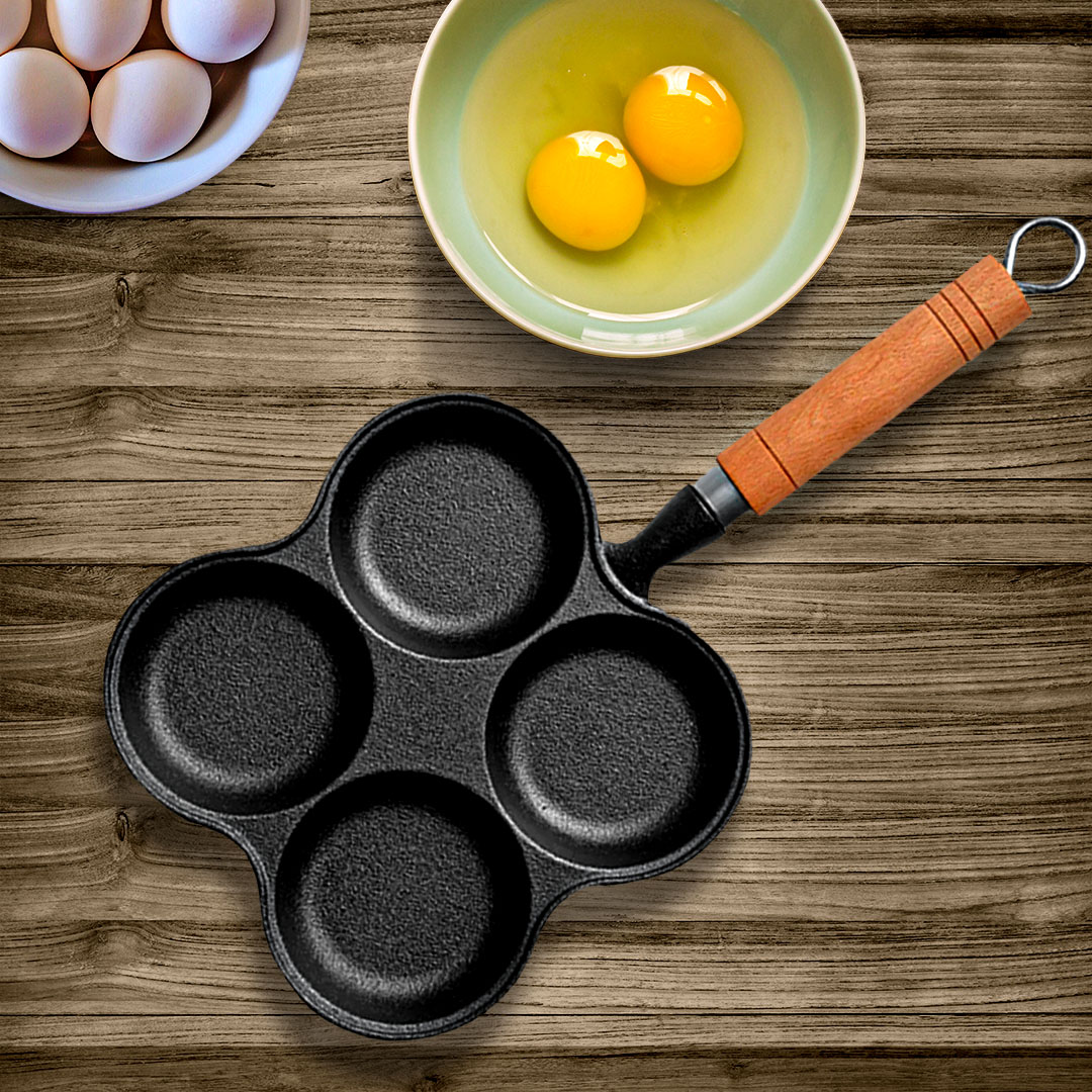 SOGA 2X 4 Mold Multi-Portion Cast Iron Breakfast Fried Egg Pancake Omelet Fry Pan, , , , , ,  - AU DEPOT 2