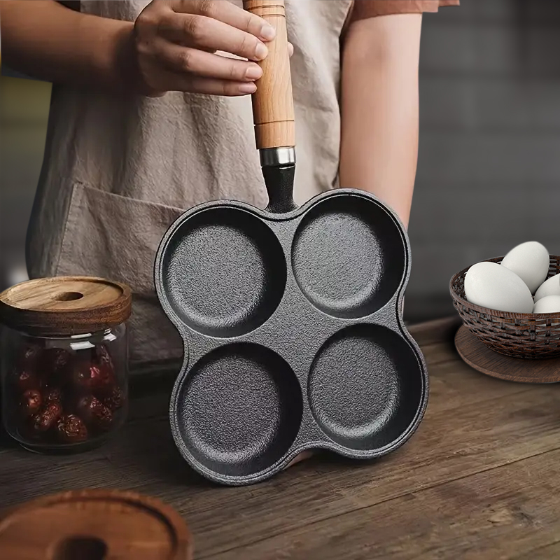 SOGA 2X 4 Mold Multi-Portion Cast Iron Breakfast Fried Egg Pancake Omelet Fry Pan, , , , , ,  - AU DEPOT 4