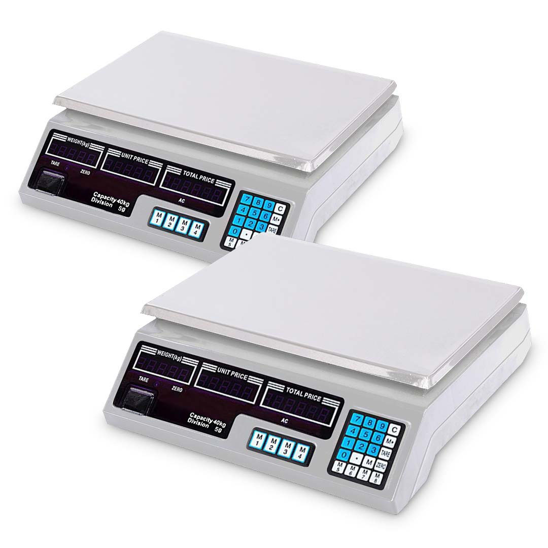 SOGA 2X 40kg Digital Commercial Kitchen Scales Shop Electronic Weight Scale Food White, , , , , ,  - AU DEPOT 1