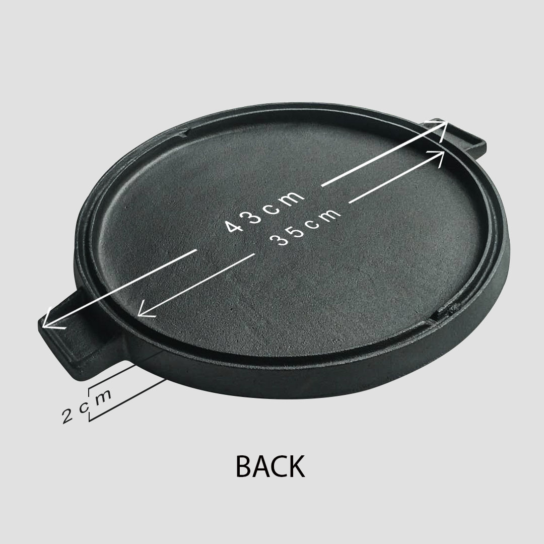 SOGA 2X 43cm Round Ribbed Cast Iron Frying Pan Skillet Steak Sizzle Platter with Handle, , , , , ,  - AU DEPOT 8