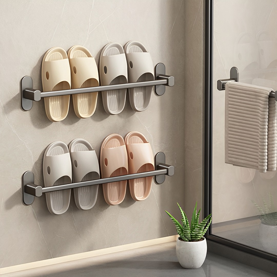 SOGA 2X 49cm Wall-Mounted Slipper Organiser Adhesive Storage Space-Saving Wall Rack, , , , , ,  - AU DEPOT 4