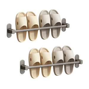 SOGA 2X 49cm Wall Mounted Slipper Organiser Adhesive Storage Space Saving Wall Rack Other TAN1041X2 AU DEPOT - AU DEPOT