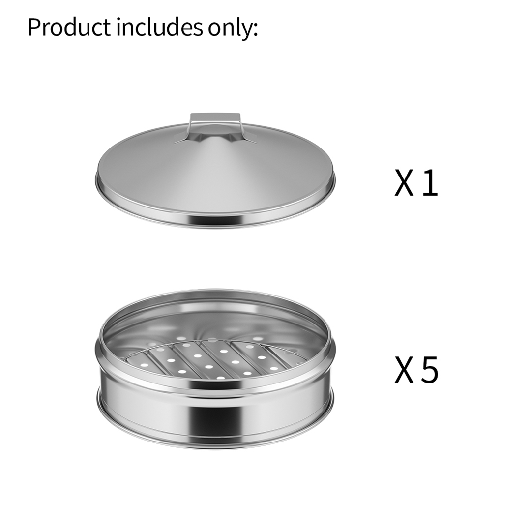 SOGA 2X 5 Tier Stainless Steel Steamers With Lid Work inside of Basket Pot Steamers 22cm, , , , , ,  - AU DEPOT 7