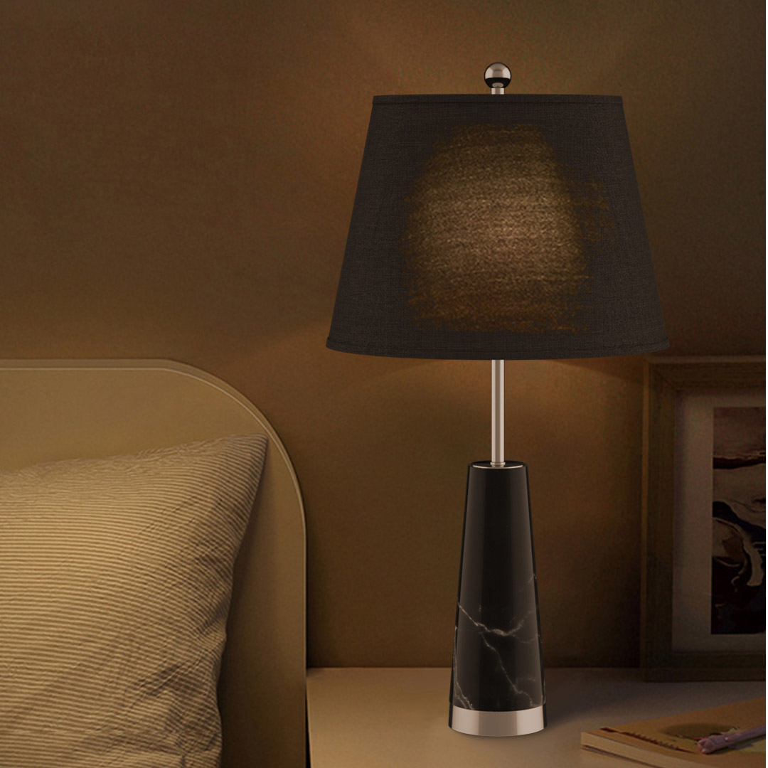 SOGA 2X 68cm Black Marble Bedside Desk Table Lamp Living Room Shade with Cone Shape Base, , , , , ,  - AU DEPOT 4