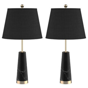 SOGA 2X 68cm Black Marble Bedside Desk Table Lamp Living Room Shade with Cone Shape Base Lamps TableLampG68X2 AU DEPOT - AU DEPOT