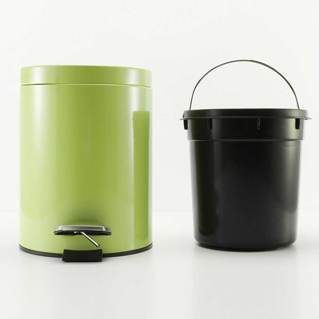 SOGA 2X 7L Foot Pedal Stainless Steel Rubbish Recycling Garbage Waste Trash Bin Round Green, , , , , ,  - AU DEPOT 4