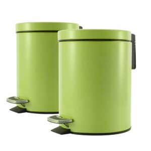 SOGA 2X 7L Foot Pedal Stainless Steel Rubbish Recycling Garbage Waste Trash Bin Round Green Kitchen Bins RubbishBinRound7LGreenX2 AU DEPOT - AU DEPOT