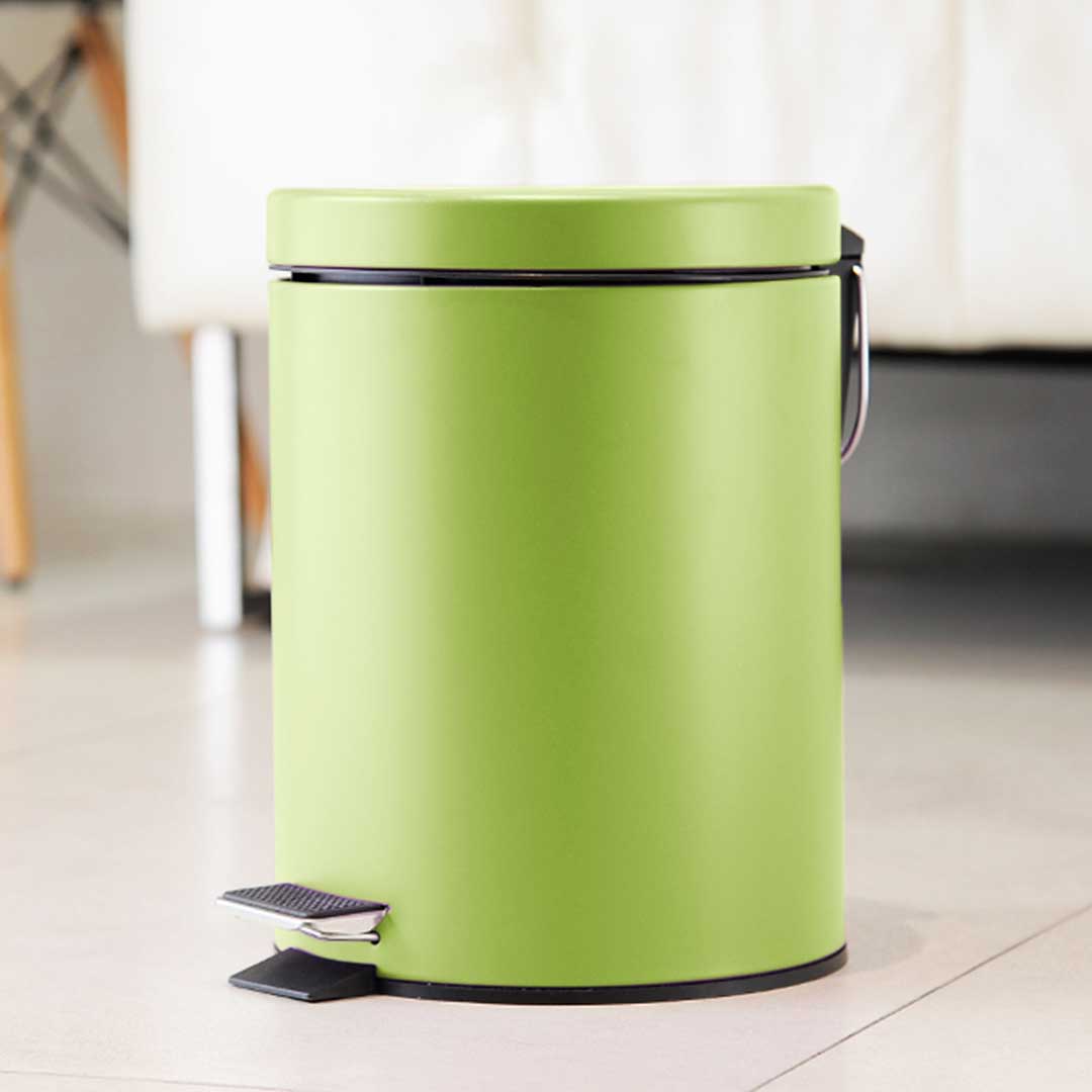 SOGA 2X 7L Foot Pedal Stainless Steel Rubbish Recycling Garbage Waste Trash Bin Round Green, , , , , ,  - AU DEPOT 7